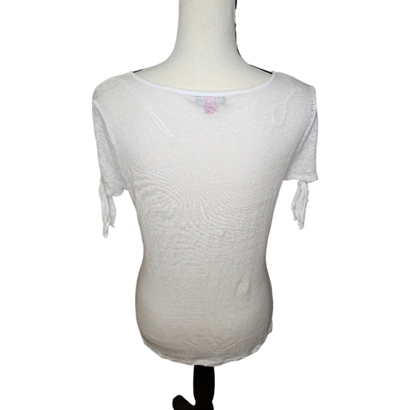 Vince Camuto White Top with Tie Sleeves - Picture 5 of 7